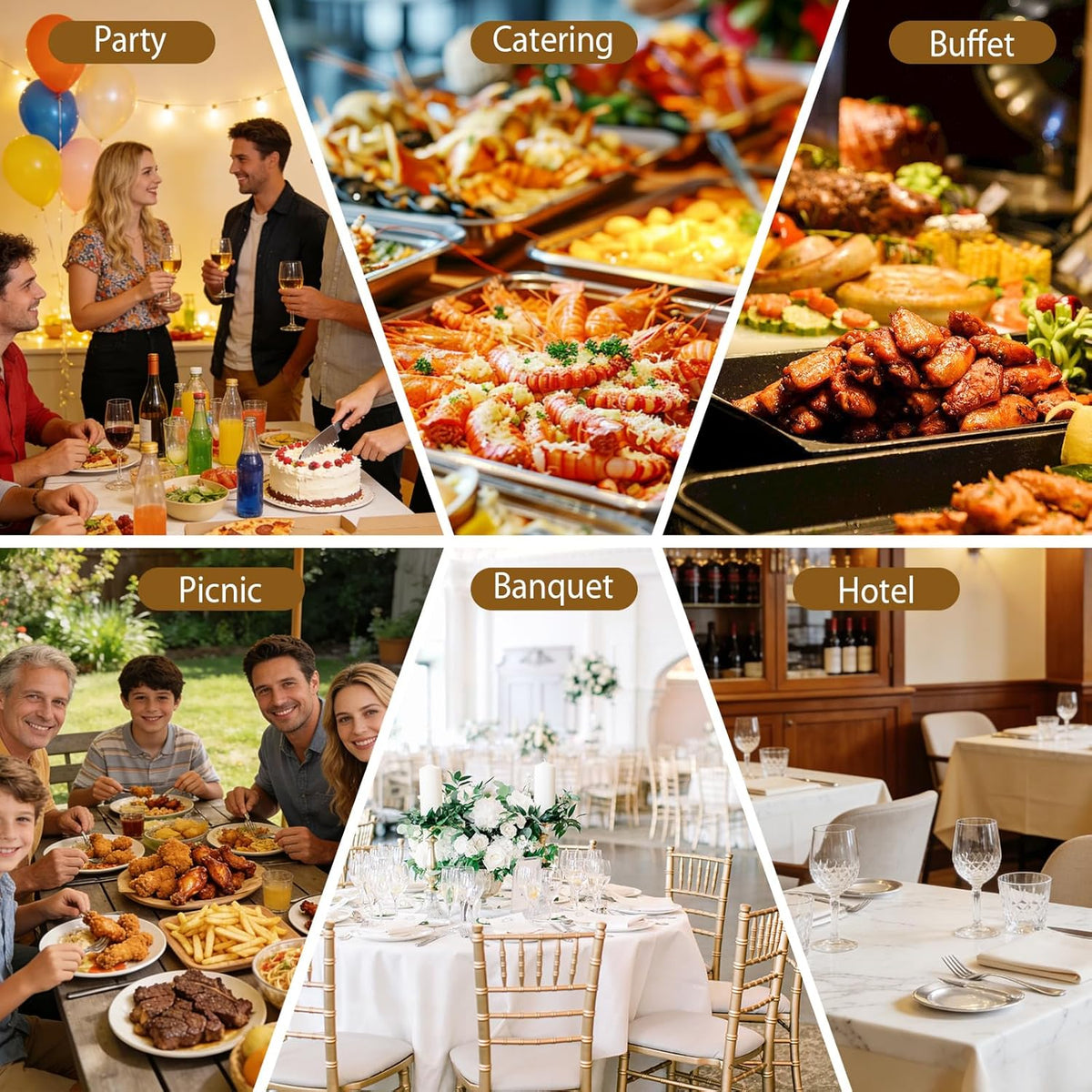Maaltijd Chafing Dish, 9L roestvrij staal voedselwarmer met zichtbaar glazen deksel, 3 stuks roestvrij stalen warmhoudbakken voor feesten, bruiloften, buffet en feestjes (3 sets 1/3+1/3+1/3 GN