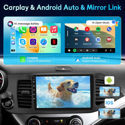 Android Autoradio voor KIA Picanto 2012-2016, 2GB+64GB Touch Scherm Radio met EQ DSP, Draadloos CarPlay&Android Auto, 9 Inch, WiFi, Bluetooth, FM RDS, GPS, Stuurwielbediening +Achteruitrijcamera, MIC