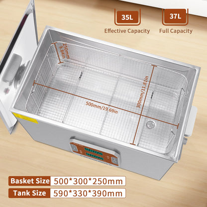 SOUTH BASE 37L Ultrasoonreiniger met Reinigingsmandje, Timer & Verwarming, 720W Aanraakbediening Ultrasoon reinigingsapparaat voor het Reinigen van Wapens, Sieraden, Brillen, Kettingen