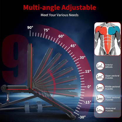 PASYOU Beenpersmachine,Verstelbare Halterbank met Leg Press,550 KG Draagvermogen, Leg Press voor Thuisgym Volledige Lichaamstraining met Dumbbellrek