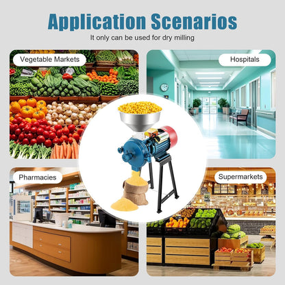 Electric Grain Grinder, Scrap Mill, Grain Mill for Electric Grain Mill, Rice, Soybeans, Mill, Machine with Funnel, Grain Crusher, Commercial Electric Mill, Corn, Straw Feed - QUORE