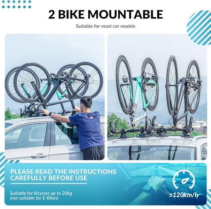 ROCKBROS Car Bicycle Carrier with Suction Cup Electric Bike Carrier for Car Roof Rack Bicycle Holder with Pressure Alarm - QUORE