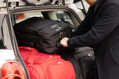 A2B Quest Lichtgewicht tas op wielen - Travel Duffle Bag met duurzame stress geteste wielen | Verstelbare riem, mesh zakken AB006, Zwart/Blauwgroen, L