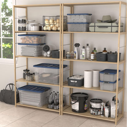 SUNDIS Wave Box, 9er-set Aufbewahrungsboxen mit deckel, 25L, mit clips, transparentem Kunststoff, stapelbar, ideal zum Aufbewahren unter dem Bett, im Ankleidezimmer, im Büro, im Waschküche