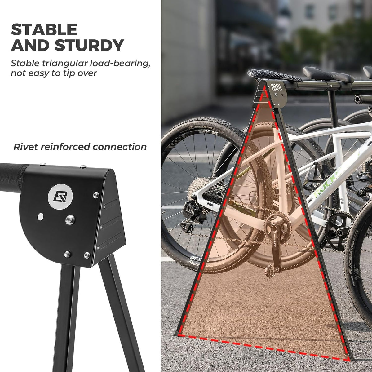 ROCKBROS Foldable Outdoor Bicycle Carrier 3/5 Bikes, Bike Floor Mount Capacity 80/120 kg, Stable and Rustproof, Parking Rack, Garage, Home, Road Bike, Mountain Bike, Black - QUORE