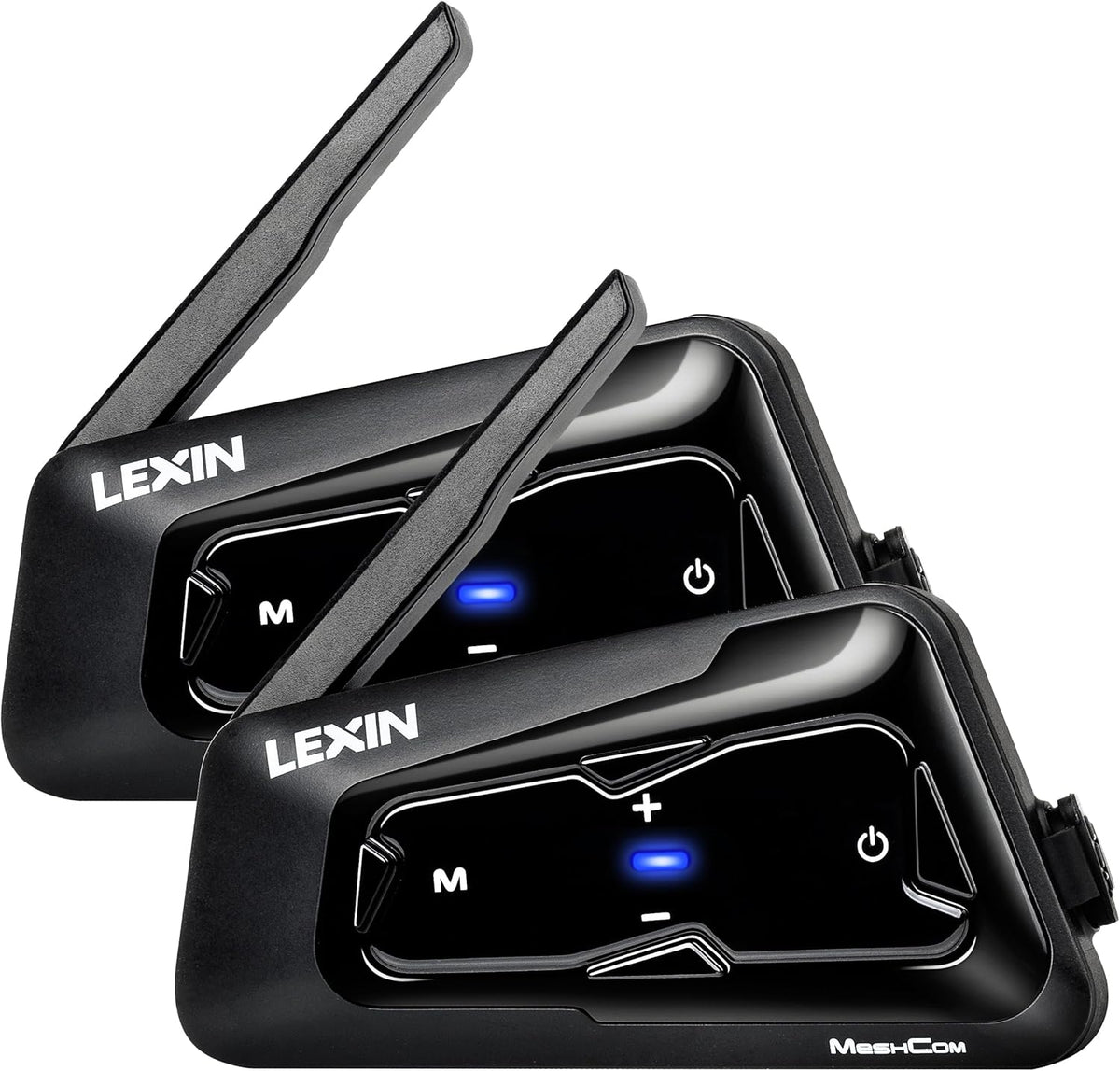 LEXIN MeshCom MESH 3.0 Motorintercom – Bluetooth 5.0 met muziekverdeling, multitasking audio, waterdicht, net, communicatiesysteem, dubbelpak