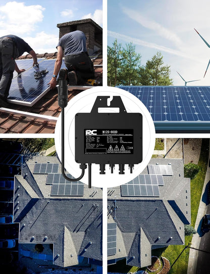 RC micro-omvormer 800 W,26-60V DC-ingang,MPPT Micro Solar Grid Tie Inverter met wifi mobiel surveillance-systeem, zwart (0% belastingtarief in DE en at)