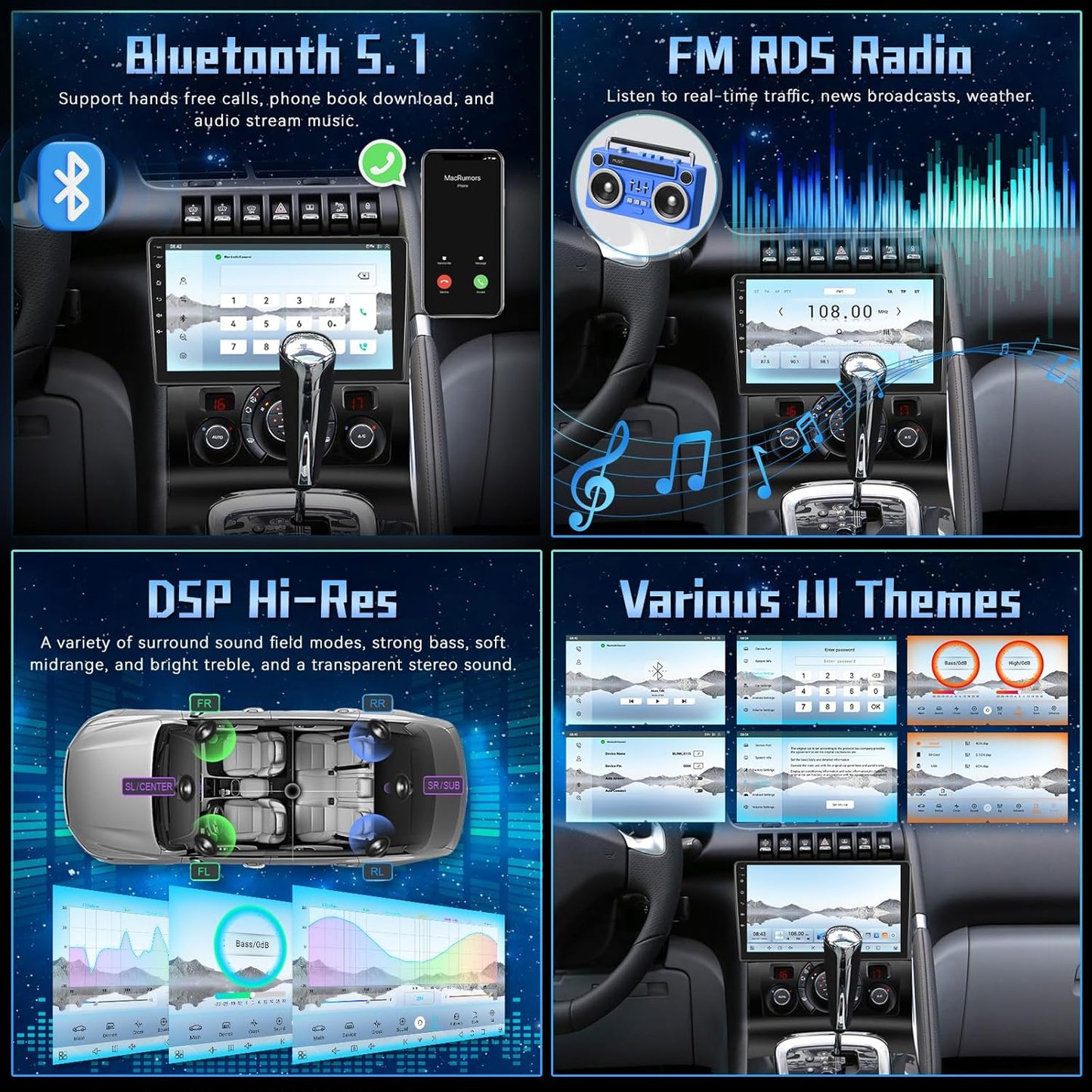 Android Autoradio – Multimedia Systeem – Navigatie Radio – Touchscreen Headunit – 9 Inch Display – Wireless CarPlay & Android Auto – 8-Core Qualcomm Processor – DSP Hi-Res Geluid