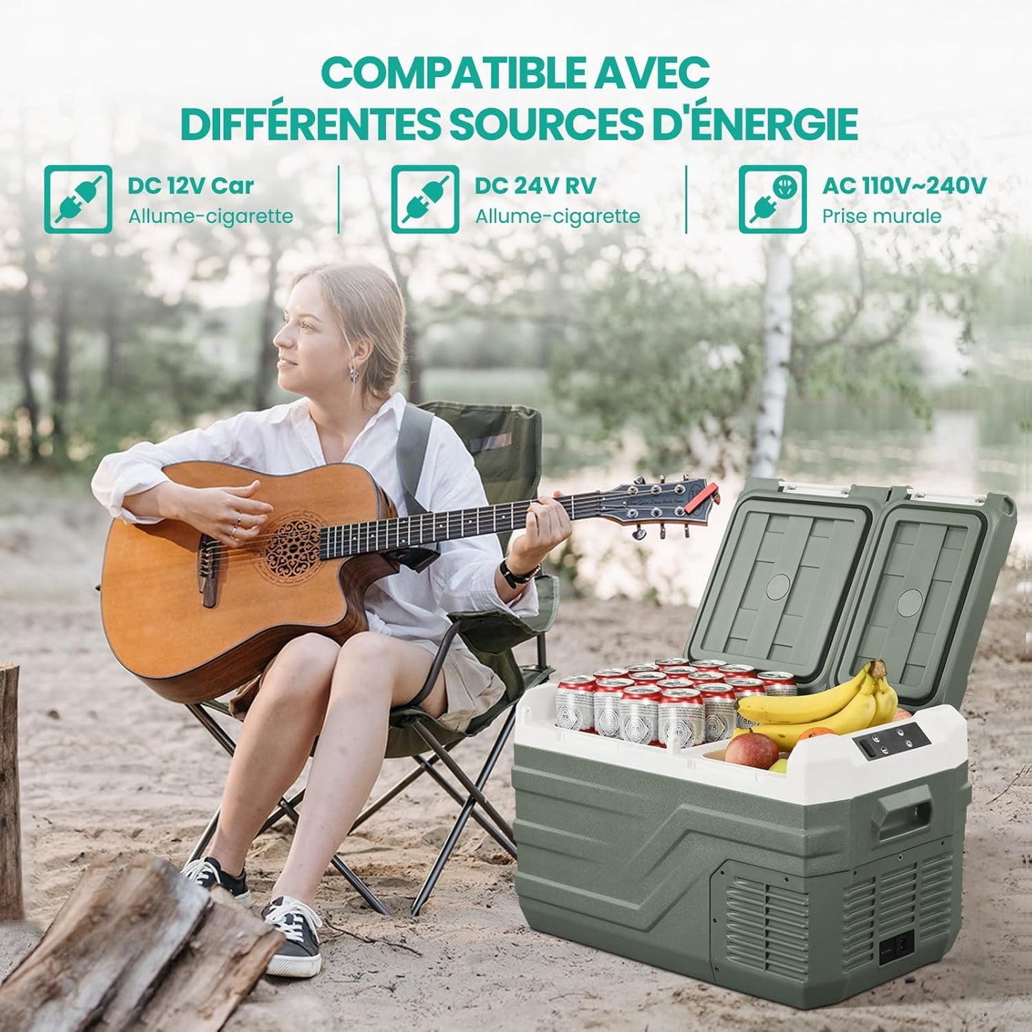 Alpicool Autokoelkast Draagbare Vriezer 31L, 12V Koel-/Vriezer Dubbele Zone Elektrische Koelbox Draagbare Koelkast voor Auto 12V/24V 100-240V(-20℃-20℃) Draagbare Koelkast voor Camping Autotrip