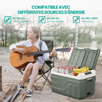 Alpicool Autokoelkast Draagbare Vriezer 31L, 12V Koel-/Vriezer Dubbele Zone Elektrische Koelbox Draagbare Koelkast voor Auto 12V/24V 100-240V(-20℃-20℃) Draagbare Koelkast voor Camping Autotrip