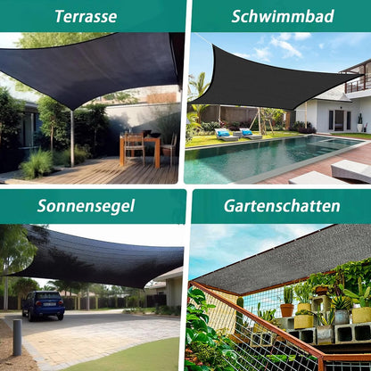 Schaduwnet met inslagringen, 70% schaduwnet, 10 x 10 m, beschermingsnet, uv- en winddicht, herbruikbaar zonnezeil voor kassen, pergola's, tuinen, balkons en kippenhokken.