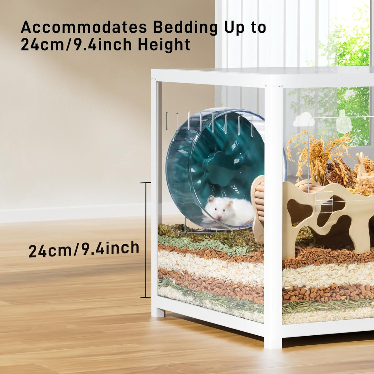 BUCATSTATE Hamsterkooi metaal - kleine dierenhabitats stapelbaar met diep hol kauwbestendig 100 x 50 x 52,5 cm voor dwerg (Syrische)-hamster, cavia en andere kleine dieren (wit)