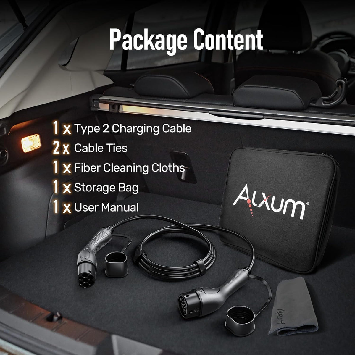 <font dir="auto" style="vertical-align: inherit;"><font dir="auto" style="vertical-align: inherit;">        Alxum Type 2 charging cable, 11 kW/16 A/5 meter, 3-phase, type 2 to type 2, EV charging cable for electric cars, with carrying case, compatible wit