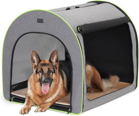 Petsfit Hondenbox, opvouwbaar voor grote honden, duurzaam en gezellig, kamerkennel met anti-open ritssluiting en pluche kussen, L