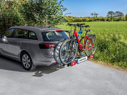 EUFAB 11569 fietsendrager CROW BASIC, geschikt voor e-bike, gedeeltelijk voorgemonteerd, voor 2 fietsen, voor trekhaak,Standaard,Zwart