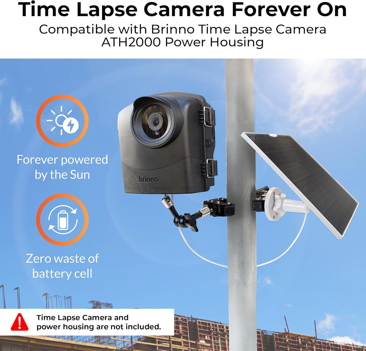 Brinno - ASP1000-P Solar Power Kit - Time-lapse camera - Solar panel for Brinno camera       </font></font>