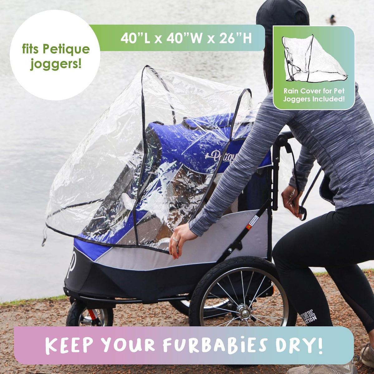 Petique Trailblazer Jogger, hondenwagen voor middelgrote huisdieren, geventileerde huisdierstep voor katten en honden, blauw