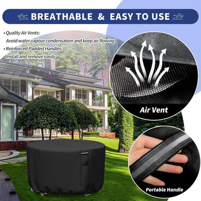 RICHIE Tuinmeubelhoes Waterdicht Tuin Outdoor Tafelhoes 300x90cm, Zware 600D Oxford PVC Ademende Coating voor Meubelsets Patio Tafelhoes Zwart