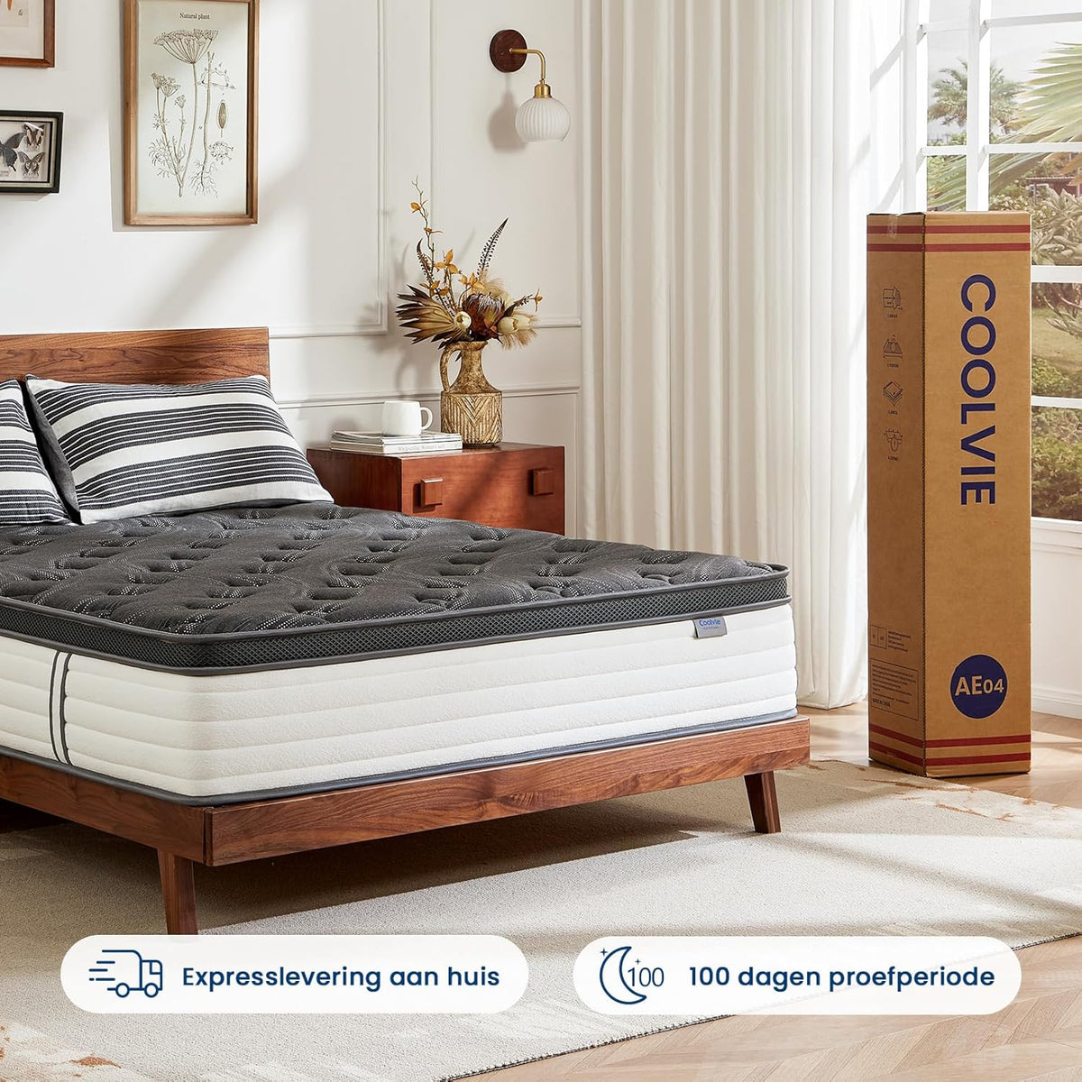Orthopedisch Matras – Ergonomisch Matras – Pocketvering Matras – Comfortschuimmatras – 160 x 200 cm – 7-Zones Ondersteuning – Oeko-Tex Gecertificeerd – H3-H4 Stevigheid – 25 cm Hoogte