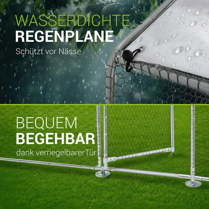 Vrijloopren – Buitenren – Dierenren – Kippenhok – Konijnenren – 3x4x2 Meter – Verzinkt Stalen Frame – Waterdicht PE Zeil