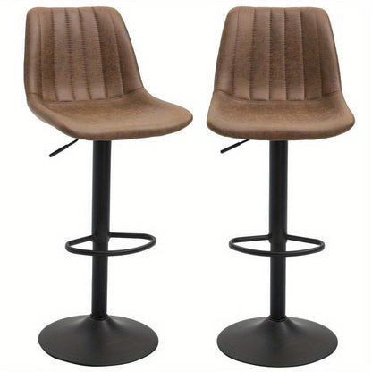 Barkrukken – Barstoelen – Barstoelen Set – Keukenstoelen – Krukken – Verstelbaar 43-110 cm – 360° Draaibaar – Polyester Bruin