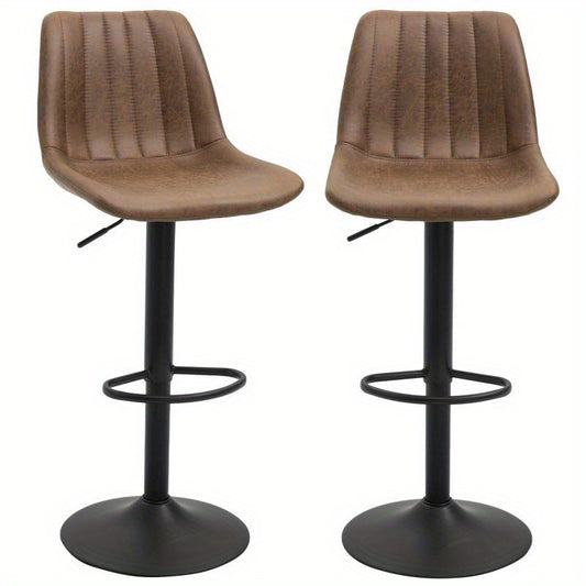 Barkrukken – Barstoelen – Barstoelen Set – Keukenstoelen – Krukken – Verstelbaar 43-110 cm – 360° Draaibaar – Polyester Bruin