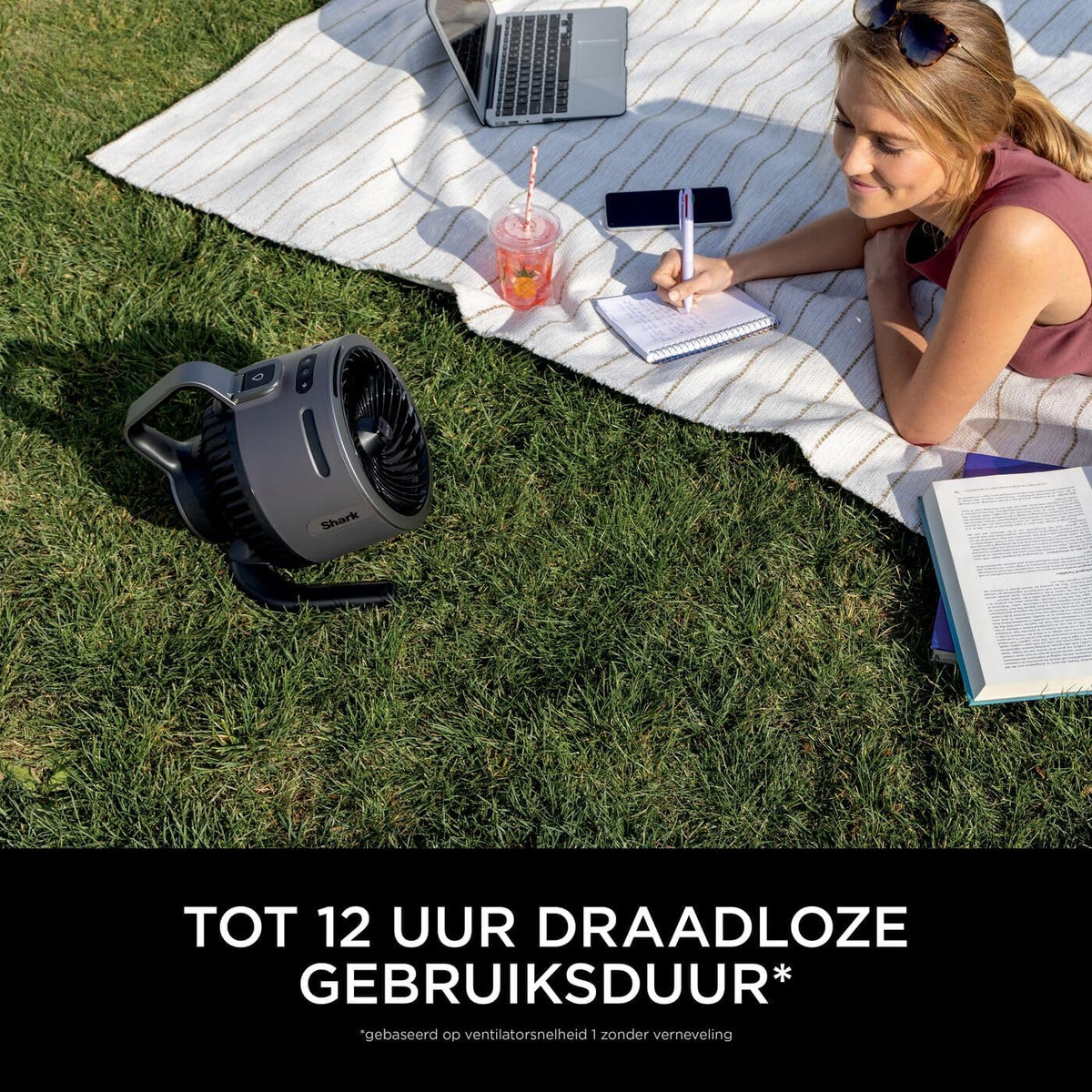 Shark FlexBreeze HydroGo, krachtige draagbare ventilator met verneveling, koeling binnen en buiten, stil en duurzaam, snoerloos, compact en lichtgewicht, luchtstroom tot 20 m, houtskool FA050EU