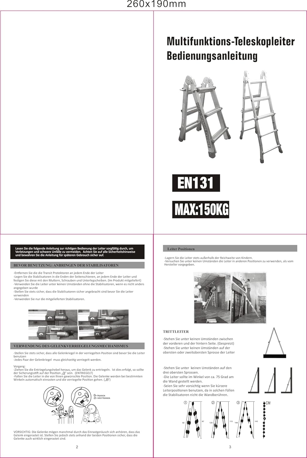 Professionele aluminium telescopische ladder, 4/7/14 treden, ombouwbare trapladder, multifunctionele ladder