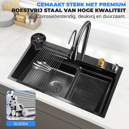 SereneLife Rubber Sink Mat for Kitchen and Mobile Sink – Black Mat, Anti-Slip, Scratch Resistant, Ideal for Motorhome, Kitchen and Outdoor Kitchen – Drop In/Topmount Workstation Sink with Sliding - QUORE