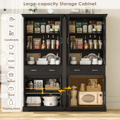 Opbergkast – Kast Met Lades – Keukenkast – Vitrinekast – Wandkast – Mat Zwart – Duurzaam Hout – Compact Design
