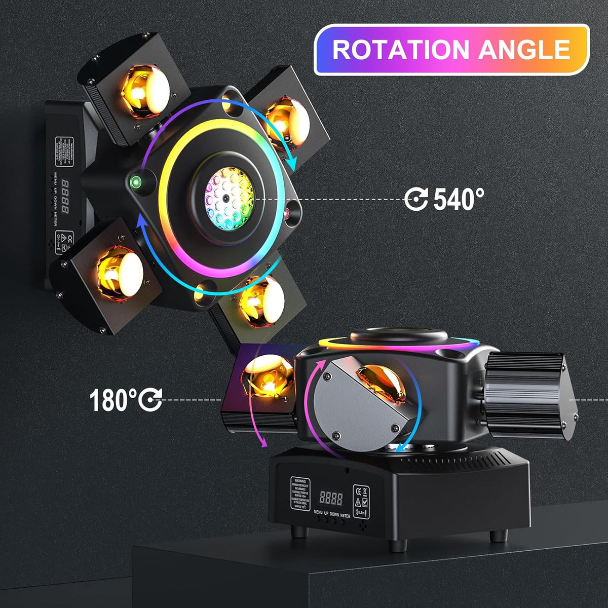 100W Moving Head LED – Discoverlichting – Partylicht – DJ Spot – LED Floodlight – RGBW Kleuren – 540° Rotatie – Meeslepende Bewegingslichten