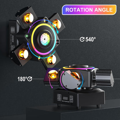 100W Moving Head LED – Discoverlichting – Partylicht – DJ Spot – LED Floodlight – RGBW Kleuren – 540° Rotatie – Meeslepende Bewegingslichten