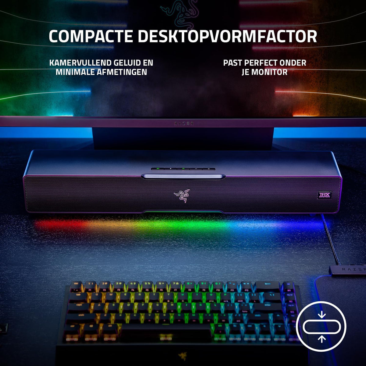 Razer Leviathan V2 - Soundbar met subwoofer voor pc-gaming (THX Spatial Audio, Bluetooth 5.2, Razer Chroma RGB) Zwart