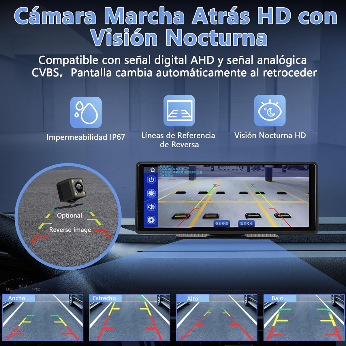 Pantalla Táctil Vink 10.26 Pulgadas, GPS-navigatie, Estéreo voor de auto, compatibel met CarPlay, Android Auto, Bluetooth, Bediening via Voz, GPS, AUX en FM