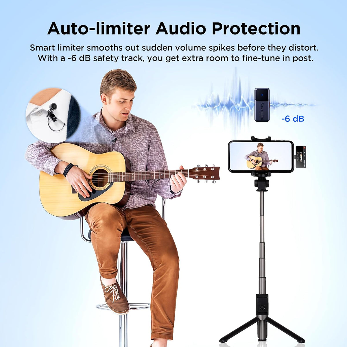 Draadloze Lavalier Microfoon Voor iPhone & Android, 2-Zender Set – Lavaliermicrofoon, Reversmicrofoon, Clipmicrofoon, Lapelmicrofoon – 48kHz/24-bit Studio-Kwaliteit – Tot 300 m Bereik En 48 Uur Accu