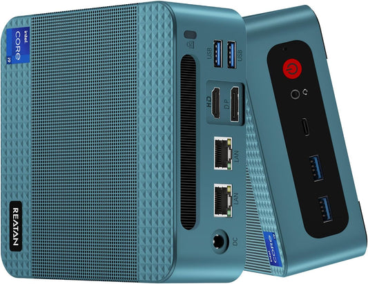 Reatan S8 Mini Gaming PC met Intel i9-12900H Mini-PC (14C/20T tot 5.0 GHz) 32GB DDR5 1TB PCIe 4.0 SSD Mini-Computer HDMI DP USB-ondersteuning Wi-Fi6 BT5.2 Dual 2.5G LAN