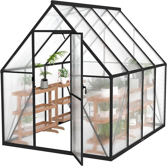 Kas Tuinkas Kweekkas Groentekas Plantenkas – 230x180x195 cm – Aluminium Frame – 4mm Polycarbonaat – Verstelbaar Dakraam – Schuifdeur Met Slot