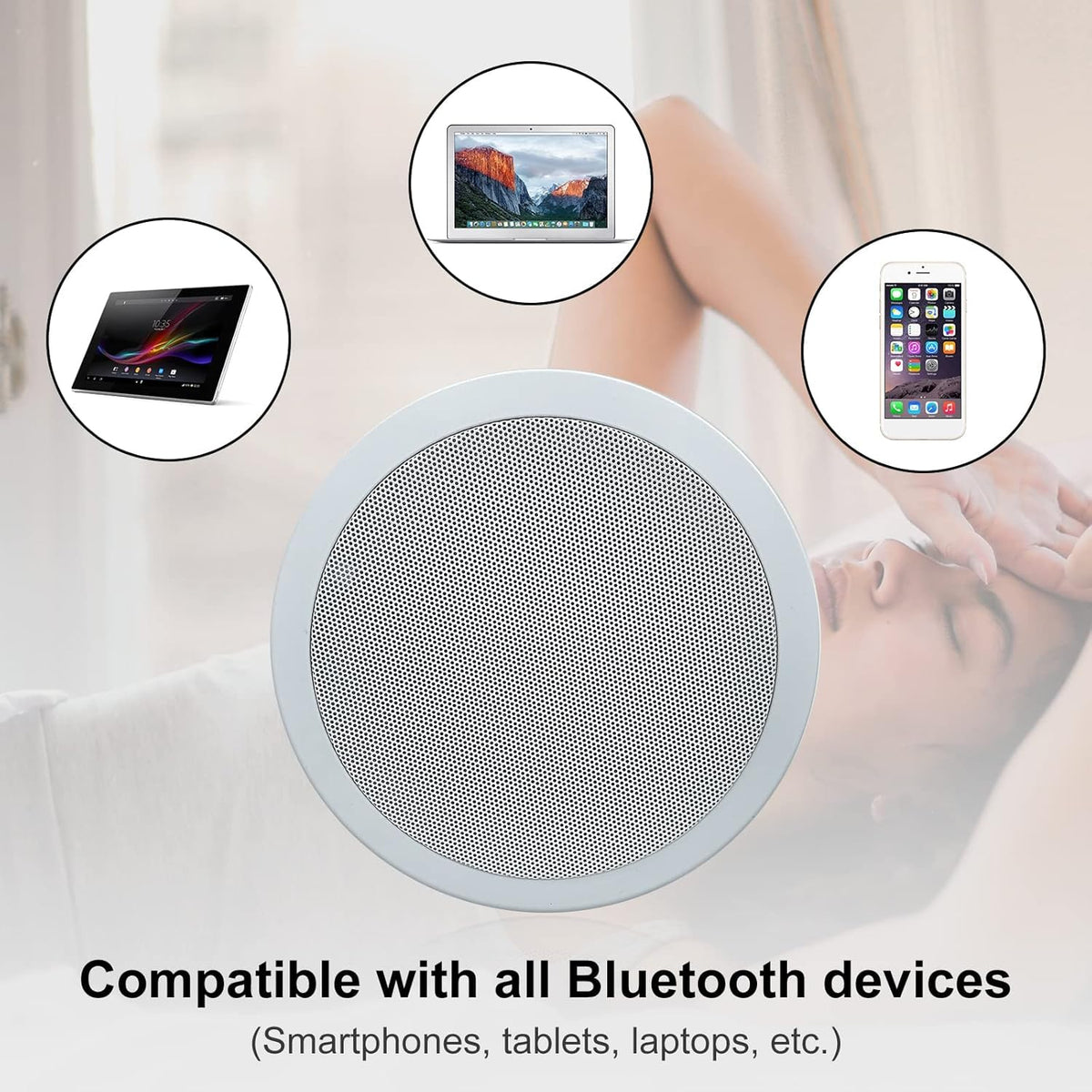 Herdio 6.5 Inch Bluetooth Plafond Luidsprekers 2 Manier 320 Watt Inbouw Stereo Geluid Plafond Luidspreker Voor Badkamer Slaapkamer Thuis Woonkamer