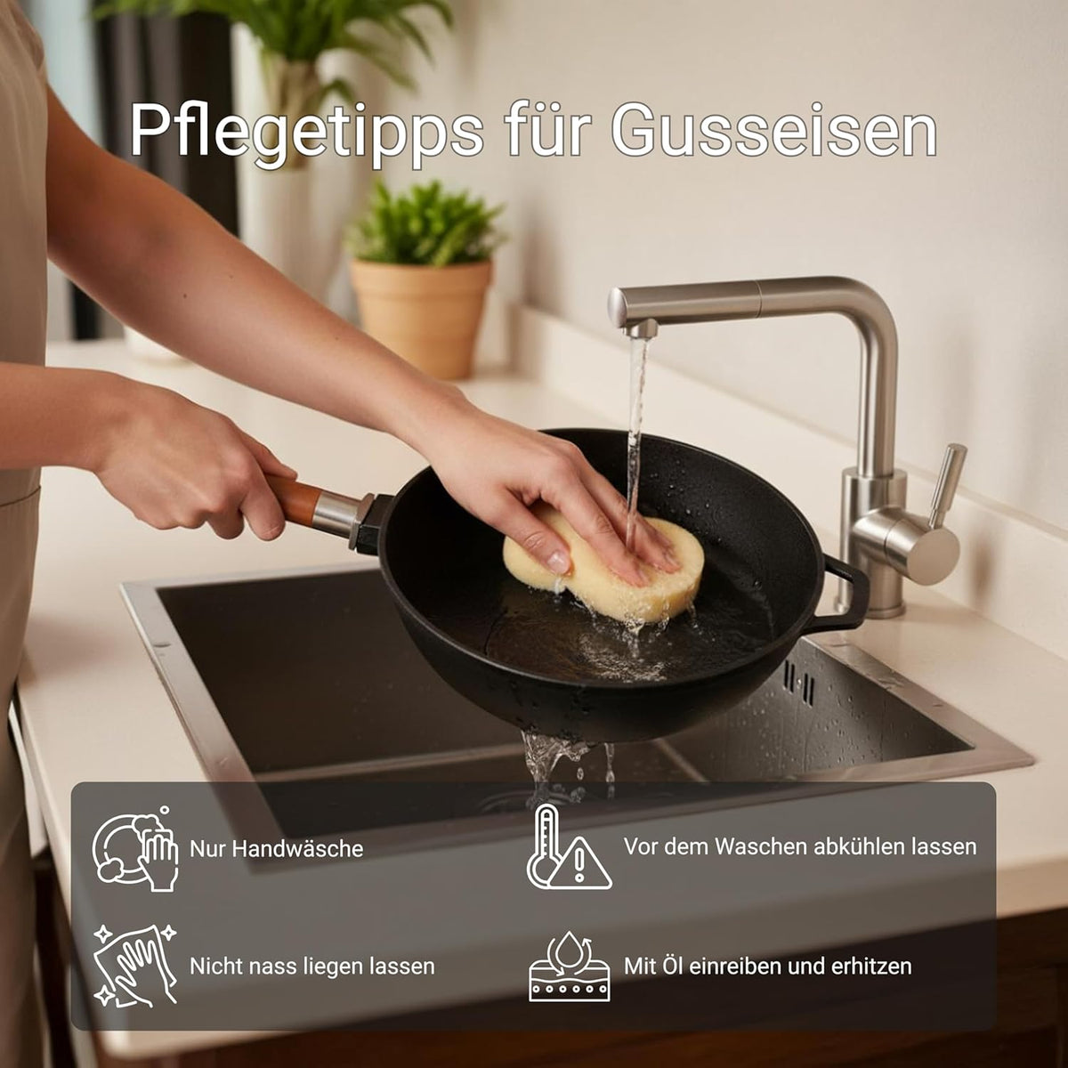 BIOL Cast Iron Pan Set + Grill Pan Round and Square (Parent Frying Pan Set 26 cm + Grill Pan 26 cm) - QUORE