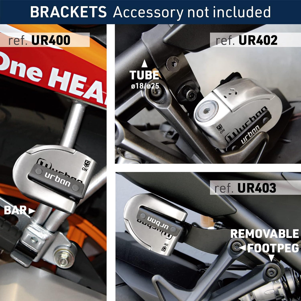 Urban UR14S Anti-diefstal Hangslot Motorfiets Remschijfslot, 120 dB alarm, 14 mm