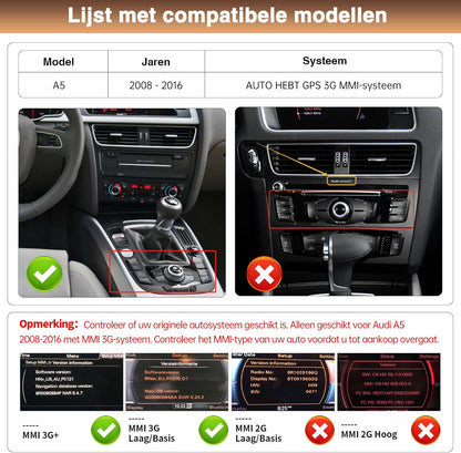 8,9 inch Carplay draadloos scherm voor Audi A5 2009-2015 met 3GMMI Android Auto-display Ondersteuning voor OEM-functie, Siri, Airplay, Autolink
