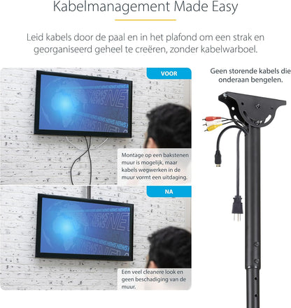 Plafondbeugel Voor Flatscreen Tv – Tv Plafondbeugel – Tv Beugel – Tv Houder – Tv Ophangbeugel – 32 Tot 75 Inch – Verstelbare Stang 2,5 Tot 2,9 M