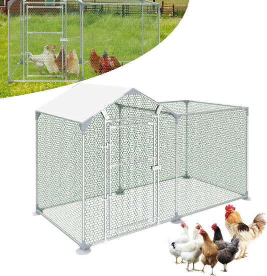 Kippenhok – Vrijloophok – Buitenren – Dierenverblijf – Kippenren – Verzinkt Staal – Waterdicht Zonnedak 2x1x1,4m