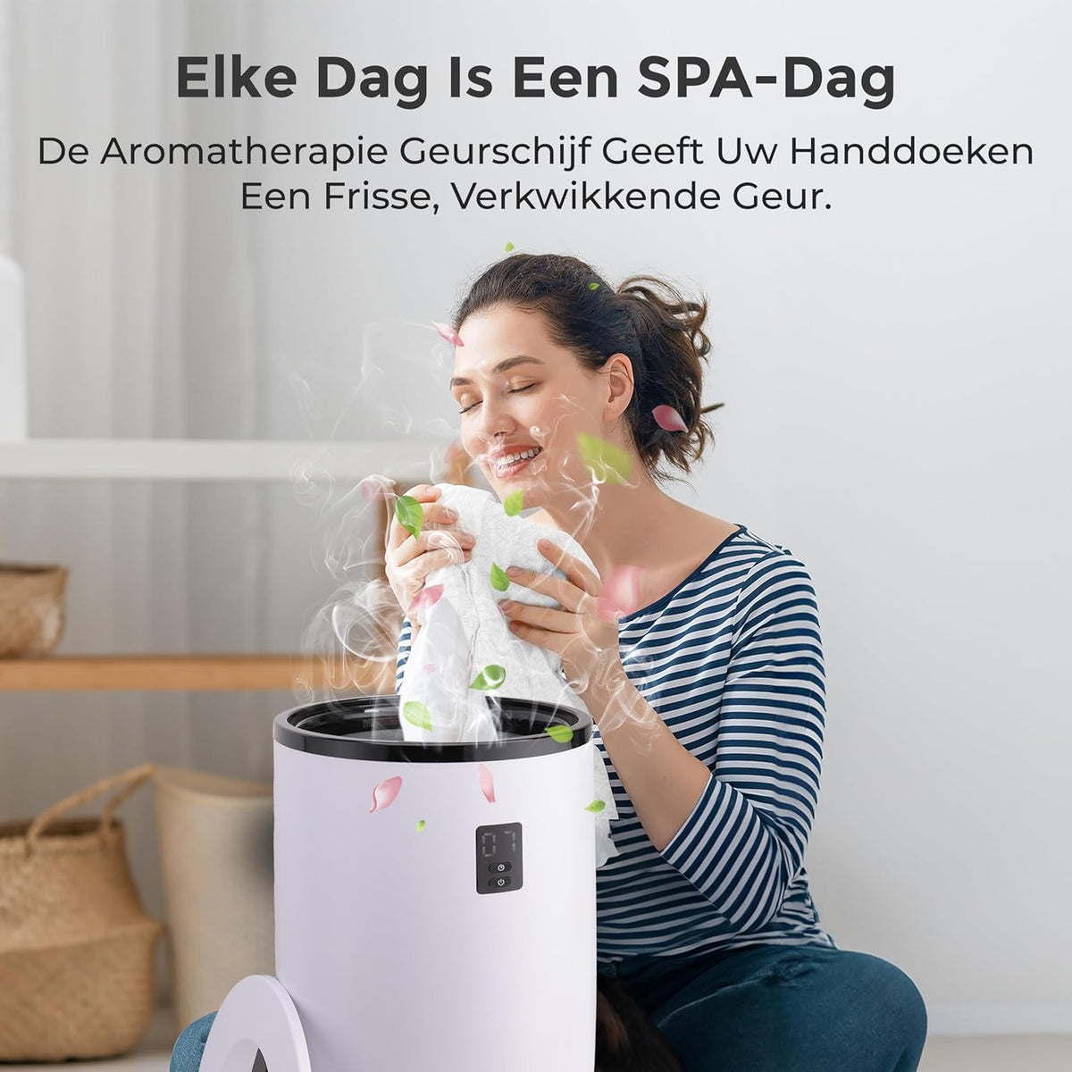Serenelife Towel Warmer - Electric Bucket Towel Heating - with Customized Fragrance for Spa and Bathroom - Fits 2 Large Bath Towels, Bathrobes, Pajamas - Automatic Shut Off - Black - QUORE