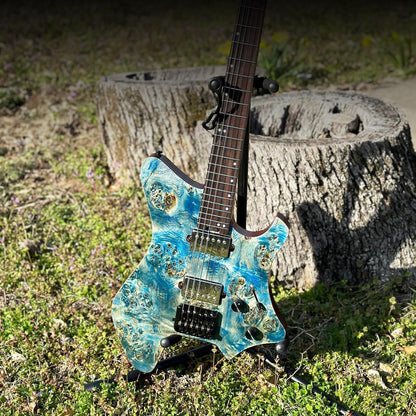 EART Headless Elektrische Gitaar Vaste Brug met 6-Snarige Reisgitaar Voor Reizen en Optreden Rechts, Roestvrijstalen Frets