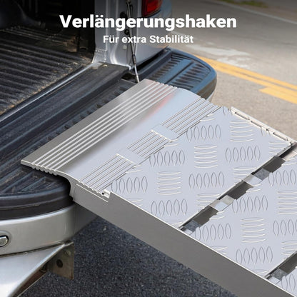 Wiltec Laadhelling inklapbaar - 2280 x 280 mm - max. draagkracht 680 kg - aluminium - met riem - voor motorfiets mountainbike quad - oprijplaat rail