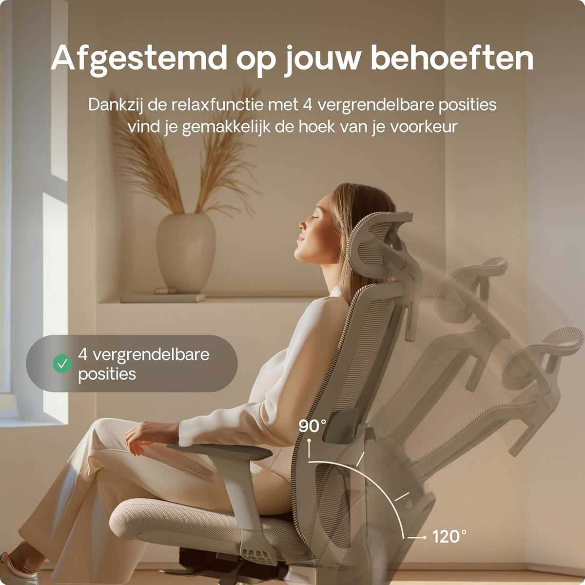 Desktronic SitOne Office Chair Adjustable Ergonomic Office Chair with Headrest, Armrests, Lumbar Support, Height Adjustment - Designed for European Body - Breathable Mesh - Spacious Seat (Grey) - QUORE