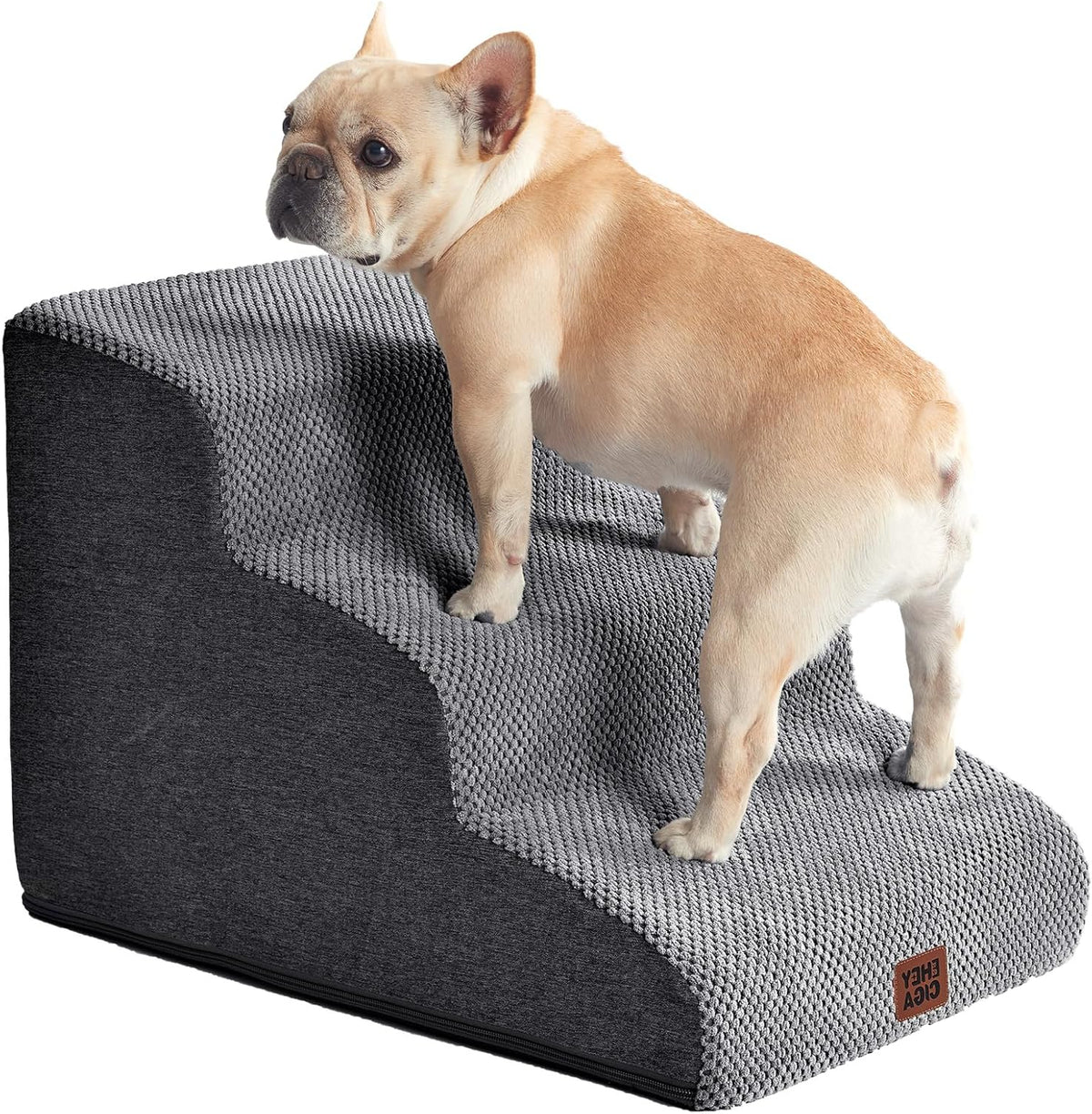 Hondentrap – Huisdiertrap – Diertreden – Kattentrap – Trap Voor Kleine Honden – 3 Treden Voor Meubels Tot 33 cm – Stevige Schuimconstructie Met Wasbare Fleece Hoes