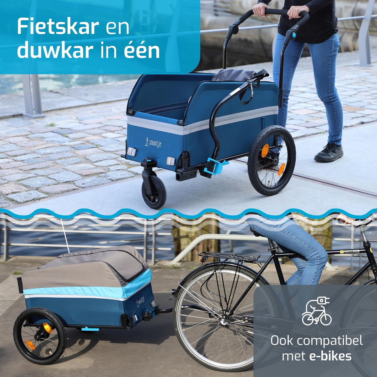 bolderkar opvouwbaar voor bicycle | Fietsaanhanger, perfect als boodschappenhulp en transportwagen | aanhanger voor op de fiets | afdekking met reflecterende strepen