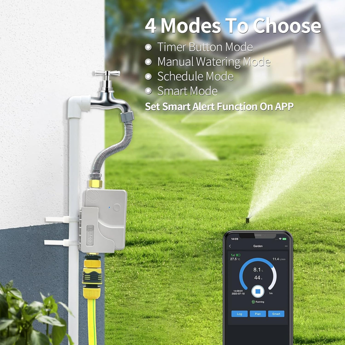 ECOWITT Tuinsproeier irrigatie timer WFC01, automatische bewateringstimer, druppelirrigatiesysteem, landbouw zelfbewateringssysteem voor planten met waterdichte regeling, watertimer + hub GW2000 +